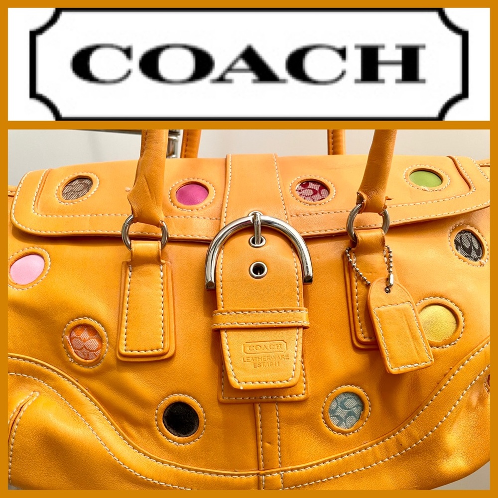 Coach Mini Dot Bag in Yellow Leather